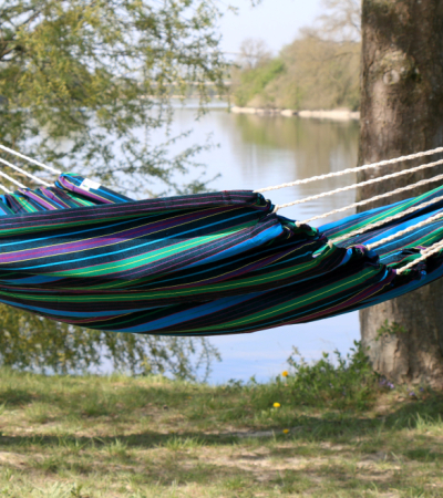 Hängematte blau/grün gestreift