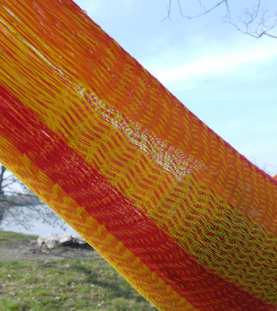 Mexikanische Hängematte Rot Orange Gelb aus Baumwolle