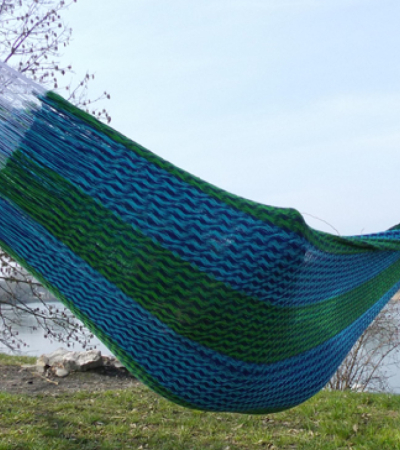 Hängematte blau/grün mit Muster