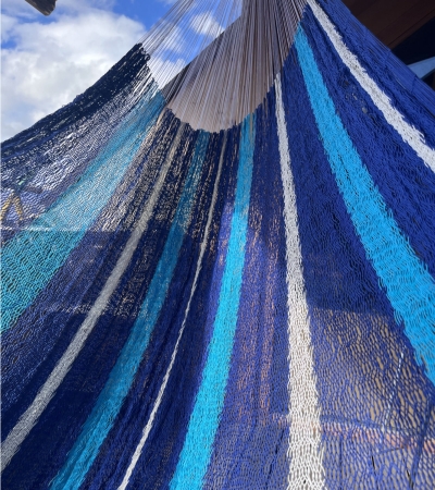 Hängematte blau/weiss