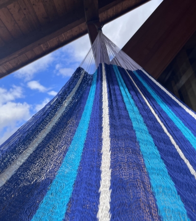 Hängematte blau/weiss