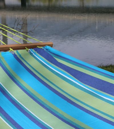 Hängematte mit Spreizholz blau/grün