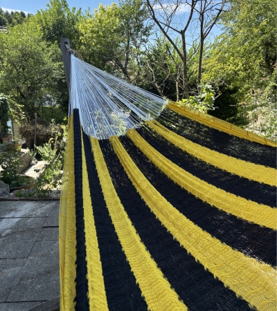 Mexikanische Netzhängematte Gelb Schwarz | Fair Trade & Baumwolle
