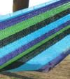 Mexikanische Hängematte aus Baumwolle Blau/Grün gestreift